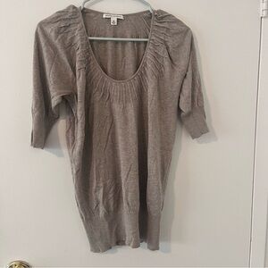Banana Republic Oatmeal Short Sleeve Sweater Scoop Neck XS cotton silk cashmere
